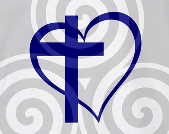Cross in heart. jesus, Sizeable, Vector, PDF, SVG, PNG, Silhouette, Vinyl cutter, Cricut, T-shirt, Poster, etc. download