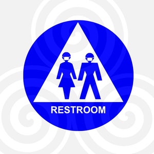 Restroom with mask, Door Symbol, Sizable, Vector, PDF, SVG, PNG, Silhouette, Vinyl cutter, Cricut, Cut ready, T-shirt. download