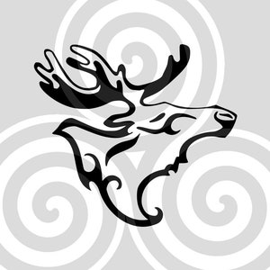Moose Tribal Silhouette, Sizable, Vector, PDF, SVG, PNG, Silhouette, Vinyl cutter, Cricut, Cut ready, T-shirt, Poster, etc.