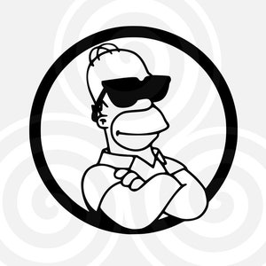 Homer, zonnebril, groot, vector, PDF, SVG, PNG, silhouet, vinylsnijder, Cricut, klaar knippen, T-shirt, poster, enz. downloaden