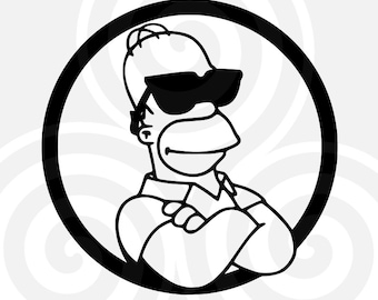 Homer, Sunglasses, Sizeable, Vector, PDF, SVG, PNG, Silhouette, Vinyl cutter, Cricut, Cut ready, T-shirt, Poster, etc. download