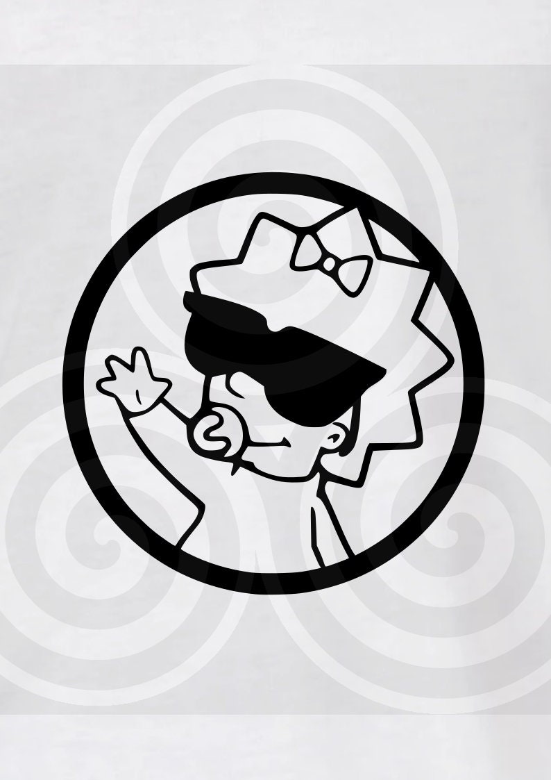 May include: Black and white illustration of a baby wearing sunglasses and a bow, holding a pacifier. The baby is inside a circle.