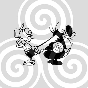 Ren cutting wood, Ren and Stimpy inspired, Sizable, Vector, PDF, SVG, PNG, Silhouette, Vinyl cutter, Cricut, Cut ready, T-shirt, Poster