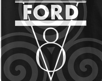 Ford V8 vintage inspired Sign, Sizeable, Vector, PDF, SVG, PNG, Silhouette, Vinyl cutter, Cricut, T-shirt, Poster, etc. download