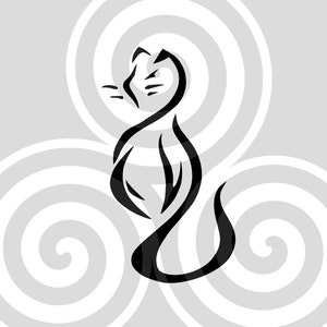 Cat Tribal Silhouette, Sizable, Vector, PDF, SVG, PNG, Silhouette, Vinyl cutter, Cricut, Cut ready, T-shirt, Poster, etc. download