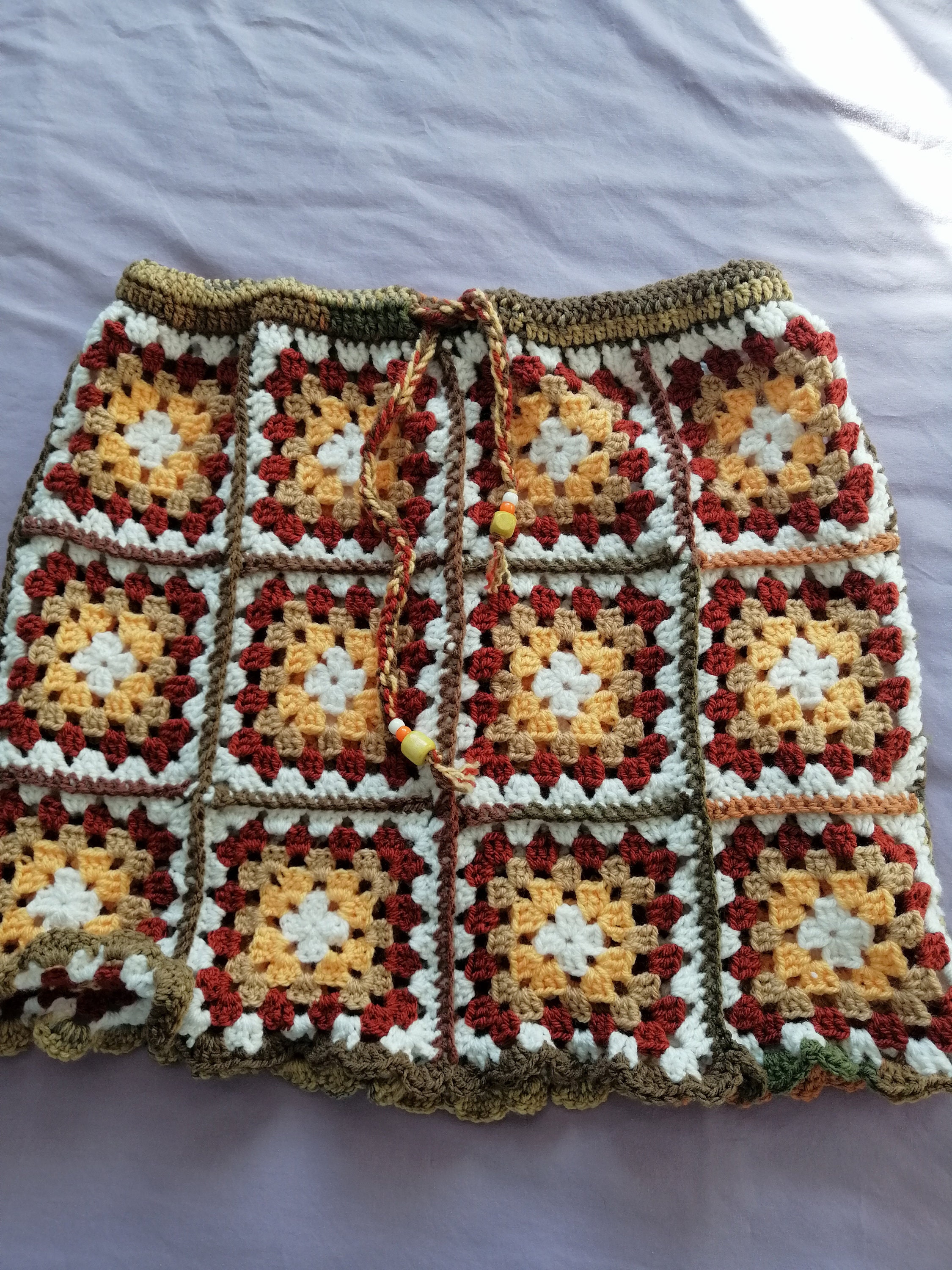 Granny Square Skirt Autumn Colours Mini Skirt Handcrochet Etsy