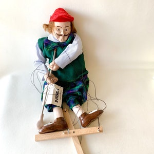 Awesome Jester marionnette à fils en bois sculptée à la main
