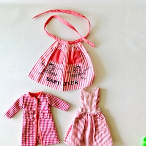 Vintage Pink Theme 50’s 60’s Barbie kitchen Babysitter Apron Houndstooth Coat