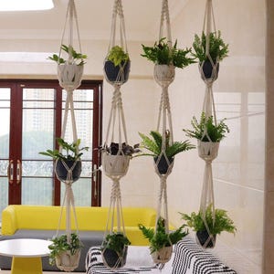 Plantenhanger met macramé zonder kwastjes, boho-decoratie voor binnentuin