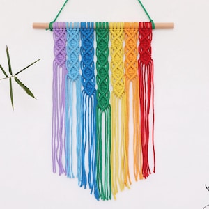 Rainbow Macrame Wall Hanging: Colorful Bohemian Home Decor
