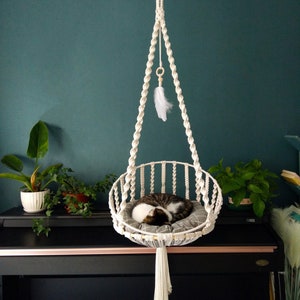 Macrame cat hammock,handwoven pet hanging bed,boho hanging chair/swing bed for pets