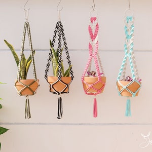 Makramee Pflanzenhänger, farbenfroher moderner Makramee Pflanzenhalter, Topflappen, Boho Pflanzenhänger Wanddekor, Mixcolor Zimmerpflanzenhänger