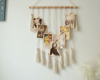 Makramee-Fotoaufhängung ， Boho-Bildaufhänger / Organisator für Wohnkultur