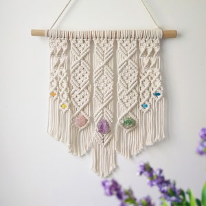 Macrame crystal wall hanging, Boho wall art decoration for home -  custom/hand woven