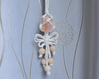 Himalayan Salt Crystal Car Charm, Handwoven Mini Macrame Car hanging