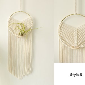 Macrame Air Plant holder, Stylish Bohemia air plant display hanger,Boho wall hanging home decor B