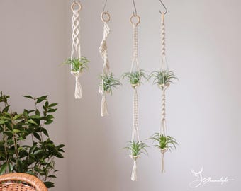 Colgador de macramé para plantas de aire, estilo bohemio