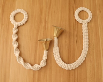 マクラメ猫ベル/犬ベル、ボヘミアンペットトレーニングドアベル