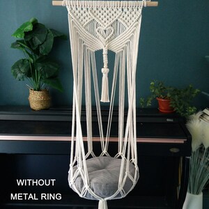 Macrame cat Hammock bed,Macrame cotton rope Swing Bed for big cat,indoor pet's sleeping bed ,Macrame pattern wall hanging image 4