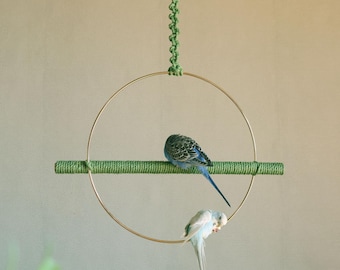 Supporto per uccelli in macramè: giocattolo per pappagalli in sisal naturale