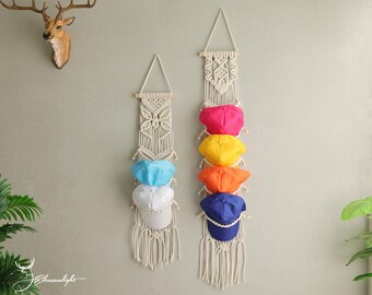 Makramee Hutaufhänger Lila - Boho Kappen Organizer Produktbild-Vorschau 11