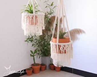Handwoven Macrame Lantern Plant Hanger: Boho Home Decor