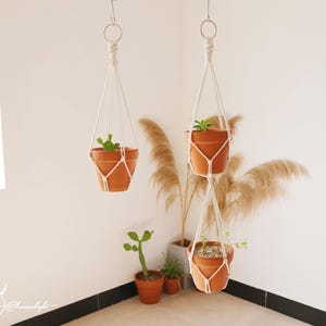 Minimalist Macrame Plant Hanger, Multi-Tier Cotton Rope Pot Holder