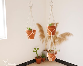Minimalist Macrame Plant Hanger, Multi-Tier Cotton Rope Pot Holder