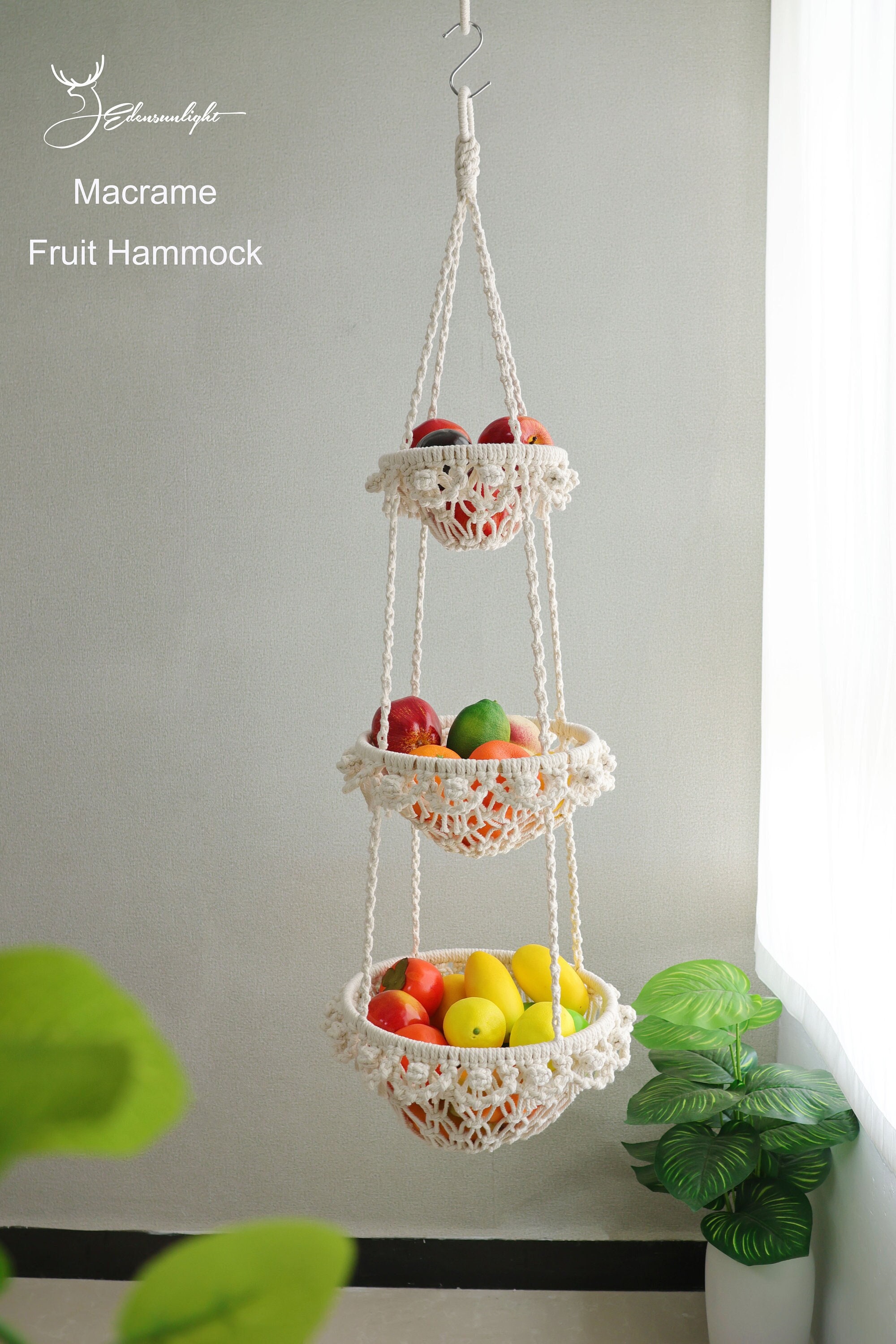Crochet Fruit Basket Diy Macrame Fruit Hammock Pattern Macrame