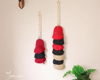 Macrame Cap Rack, Boho Wall Mounted Hat Hanger/Cap Display for Baseball Caps