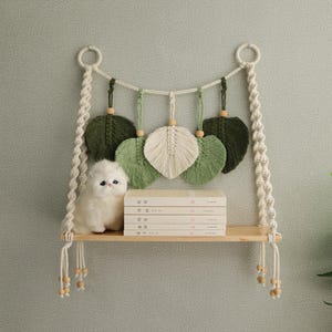 Personalized Multi-size Macrame Leaves Hanging Shelf