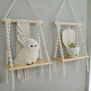 Minimalist Macrame Hanging Shelf: Boho Home Decor