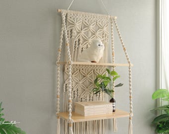 Large Bohemian Macrame Hanging Shelves for Plants/Books/Crafts...