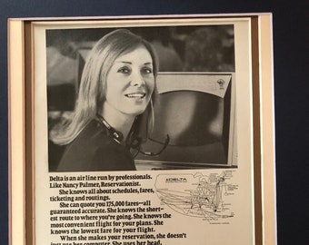 1970's Delta Airlines Print Advertisement "Nancy Palmer, Reservationist"