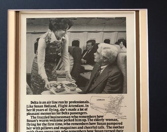 1970's Delta Airlines Print Advertisement "Susan Holland, Flight Attendant"