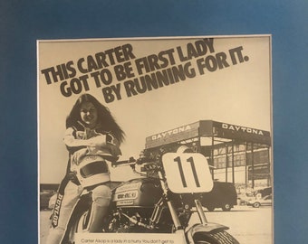 1970's  Dunlop Tire Carter Alsop lady professional road racer Dunlop Tire Advertisement