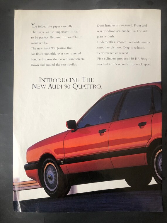 1980's Audi 90 Quattro Advertisement - Etsy