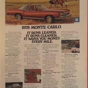 70&#39;s chevy Monte Carlo original print advertisement