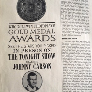 60&#39;s Johnny Carson Photoplays gold medal award advertisement