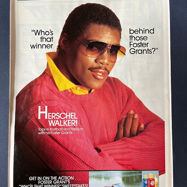 1980's Herschel Walker Foster Grants Print Advertisement