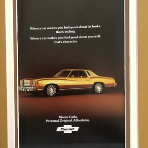 1970's Chevy Monte Carlo Print advertisement