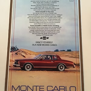 1970's Chevy Monte Carlo print advertisement "Fancy yourself in a new Monte Carlo"