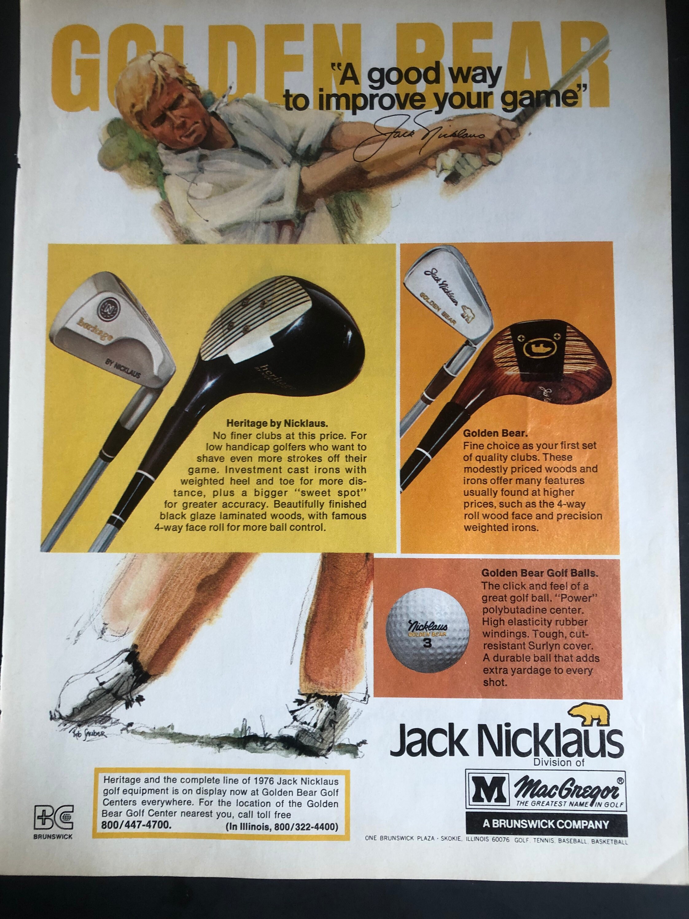 1970's Jack Nicklaus Golden Bear Golf Equipment Print