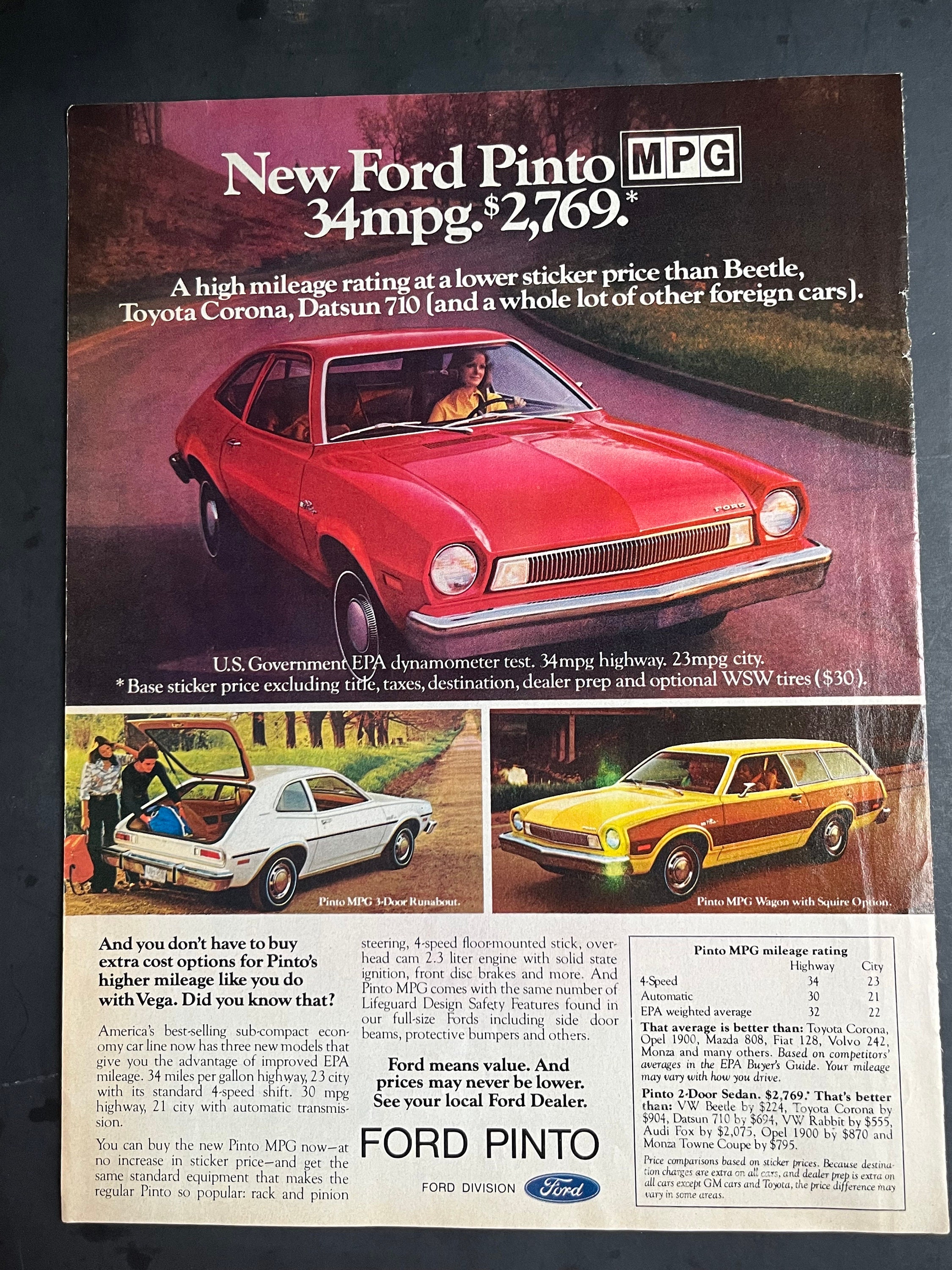 1970's Ford Pinto Advertisement - Etsy