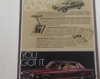 1970's Toyota Cressida Sedan and wagon print advertisement