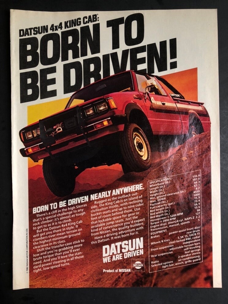 1980's Datsun King Cab born to Be Driven 4x4 - Etsy