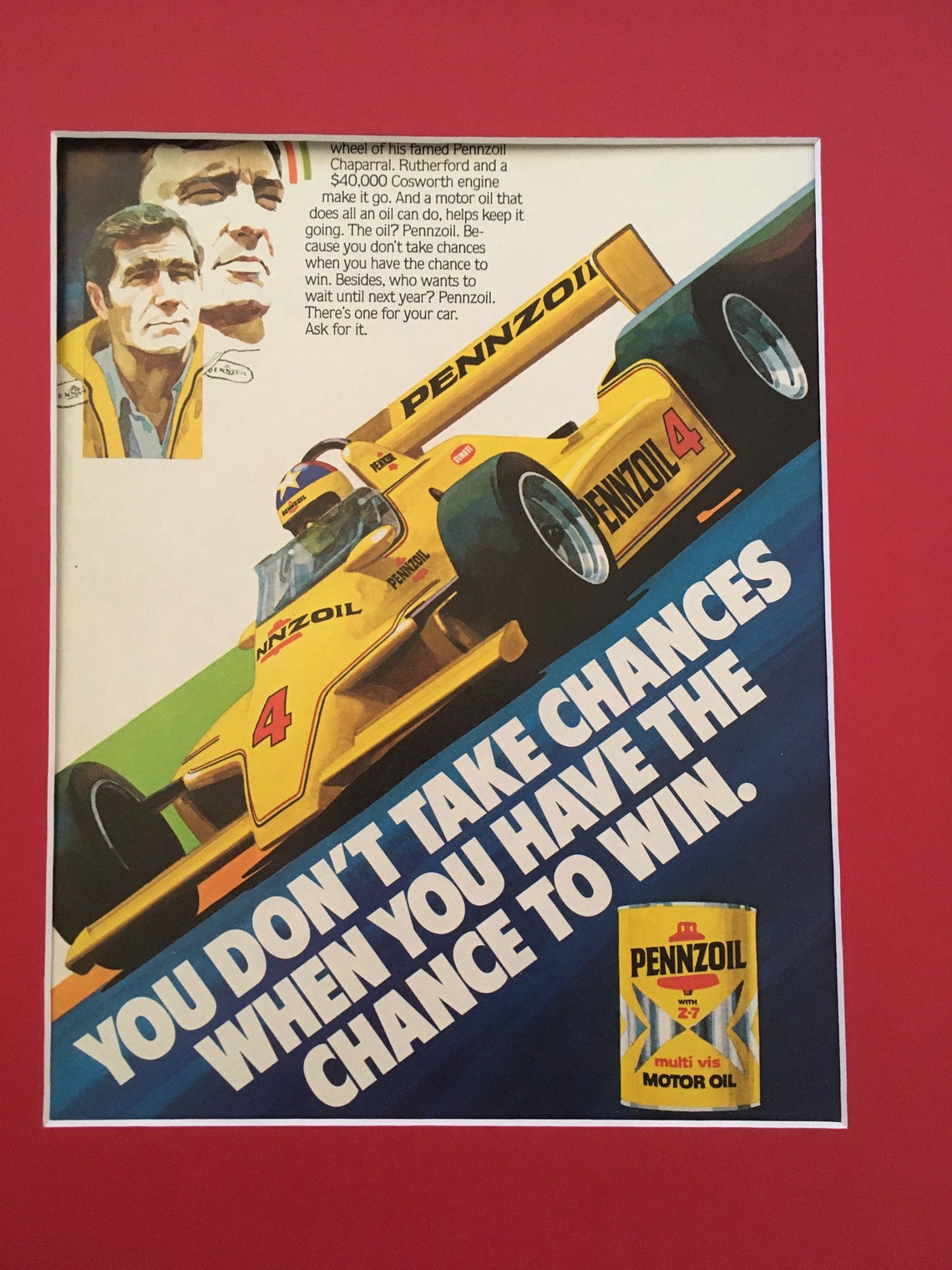 1980's Johnny Rutherford Pennzoil Print Advertisement - Etsy
