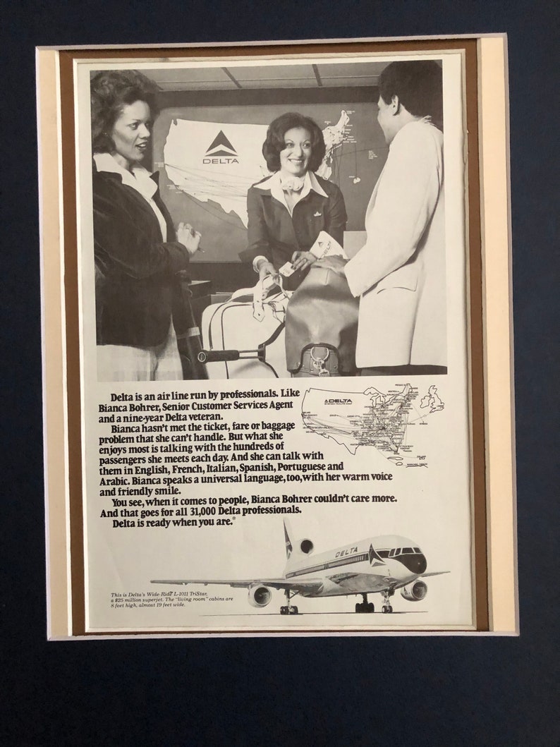 1970's Delta Airlines Print Advertisement 