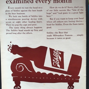 1960’s 11x14 Schlitz beer print advertisement
