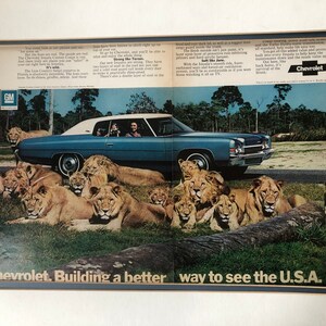 1970&#39;s Chevy Impala 2 page Advertisement at Lion County Safari, West Palm Beach, FL